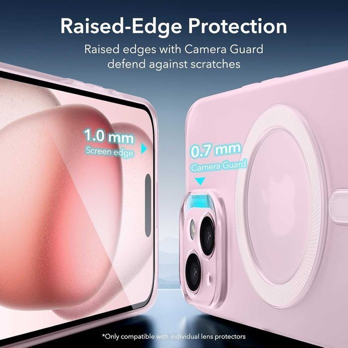 ESR Protective Phone Case MagSafe etui iPhone 15 Plus pół mat różowe