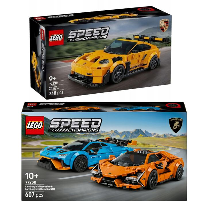 Lego Speed Champions  77239+77238  Porsche 911 Gt3 Rs + Lamborghini