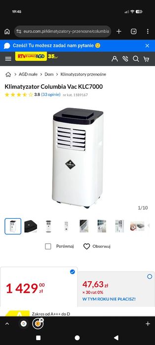 Klimatyzator przenośny Columbia Vac KLC7000 | Kompletny zestaw | Stan bardzo dobry