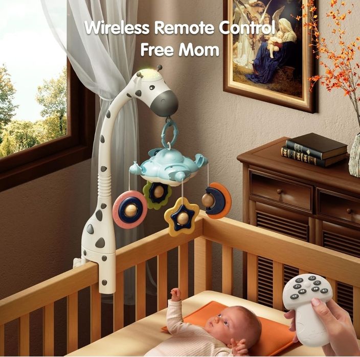 Mobile automático para bebé com rotação, músicas e projeção