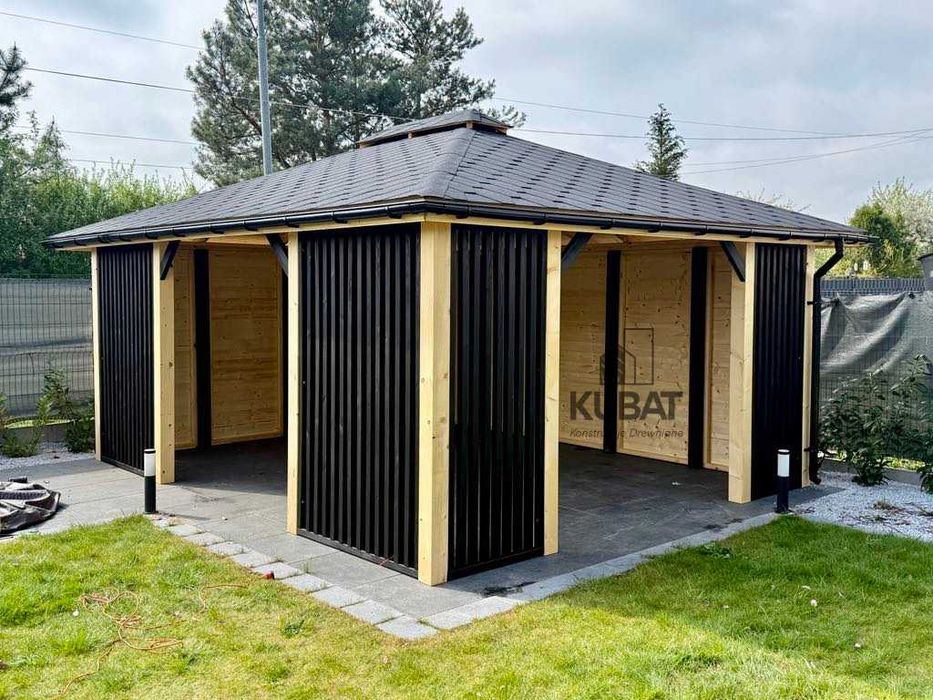 Nowoczesna altana ogrodowa 4x5 | altanka z lamelami | altana drewniana