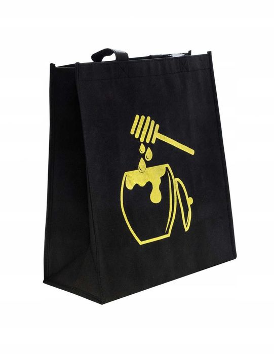 Torba na zakupy eko czarna wzór słoik miodu