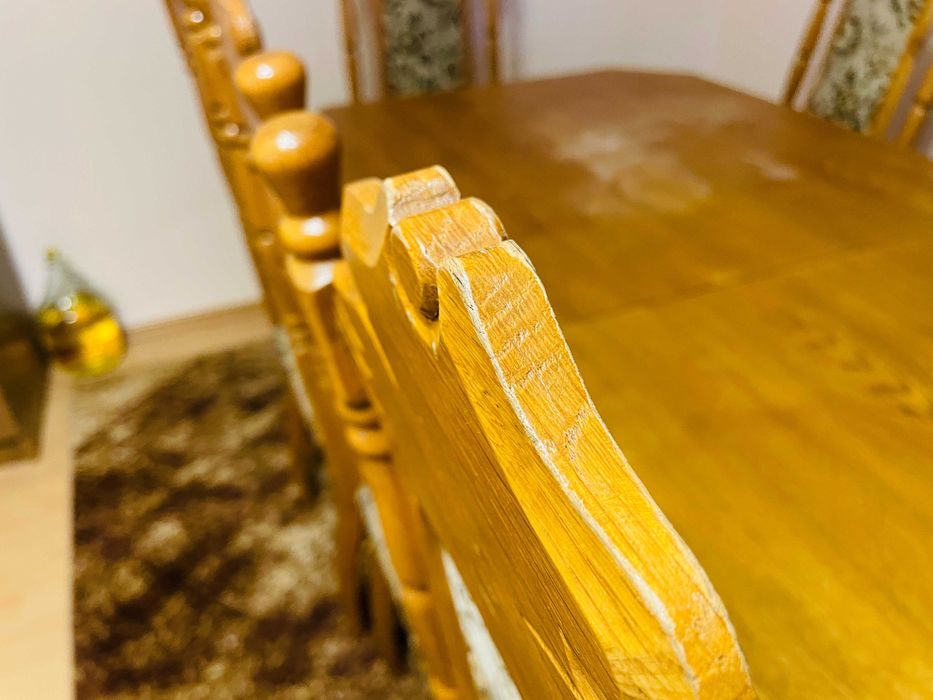 Stół dębowy 230x90x75 plus 6 krzeseł lite drewno + gratis