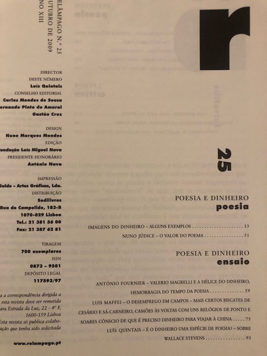 Relâmpago Revista de Poesia n.º 17 e n.º 25
