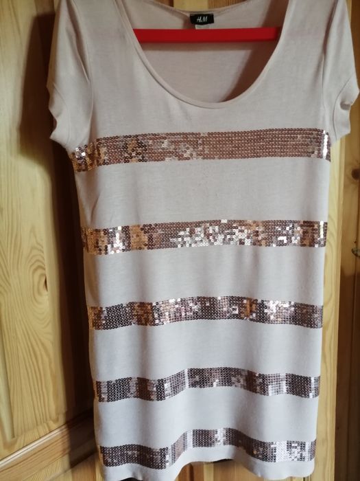 Bladoróżowa/beżowa bluzka z cekinami