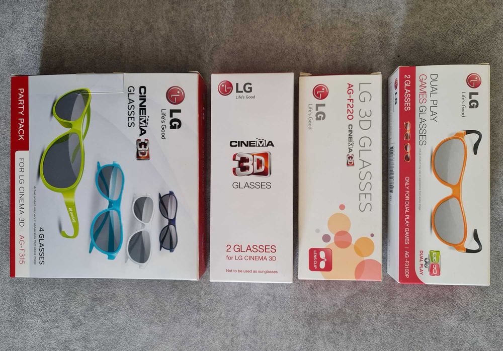 7 pares de óculos 3D LG + 2 pares de óculos Dual Play LG (Tudo novo)