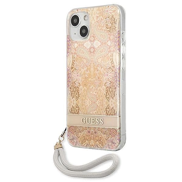 Etui Guess Flower Strap na iPhone 13 mini - złote