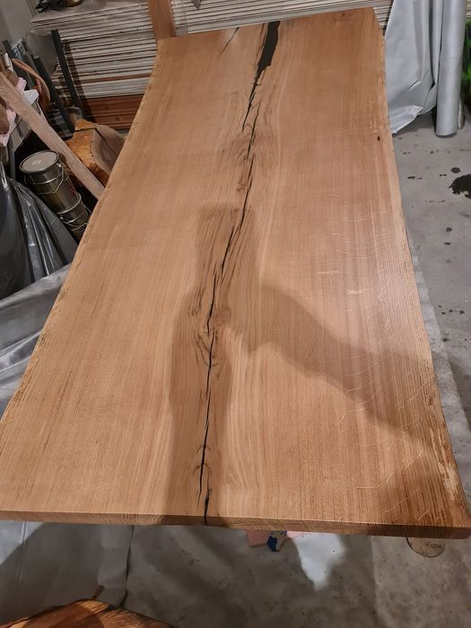 Stół monolit dąb lite drewno live edge loft massivholztisch