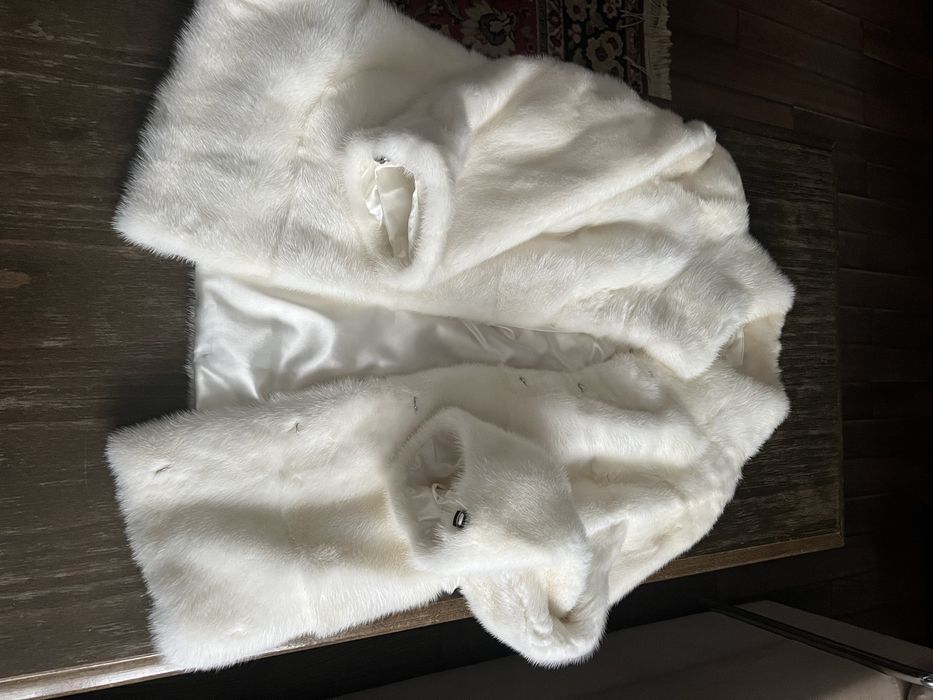 Изумительная белая шубка из норки премиум качества xs-s