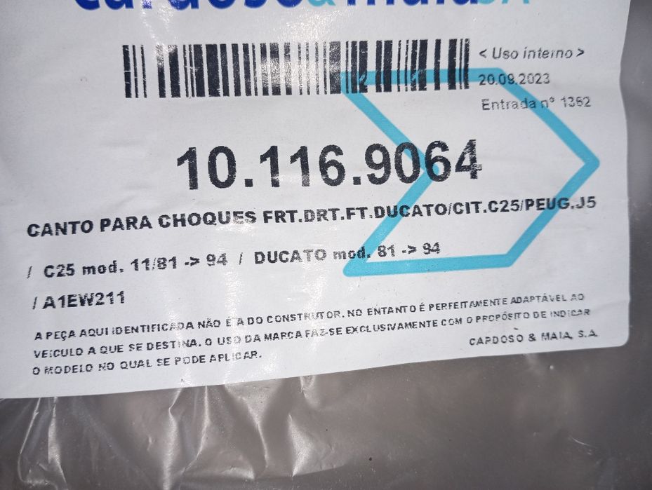 Canto para choques para carrinhas citroen c25 Ducato Peugeot j5 novosF