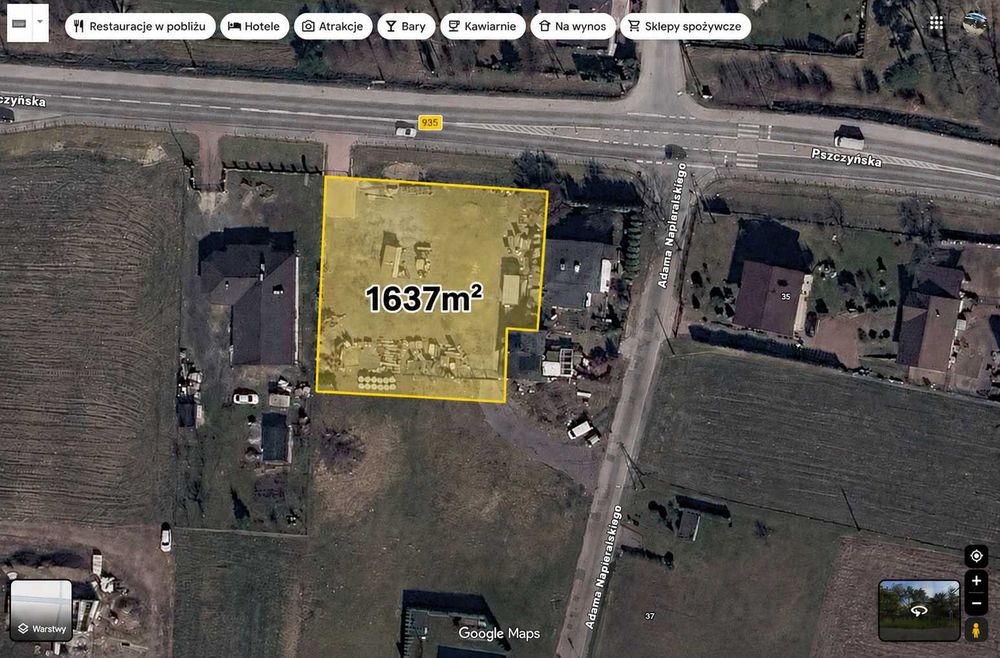 Działka usługowa 1637m²- Rudziczka, ul. Pszczyńska (Utwardzona, ogrodzona, przy głównej drodze) - Widok 2