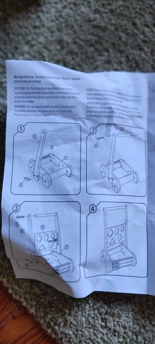 Carrinho Andador andarilho para bebés em madeira Montessori