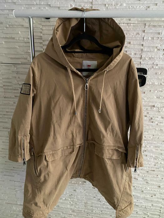 Speedway parka bezowa asymetryczna rękawy zip