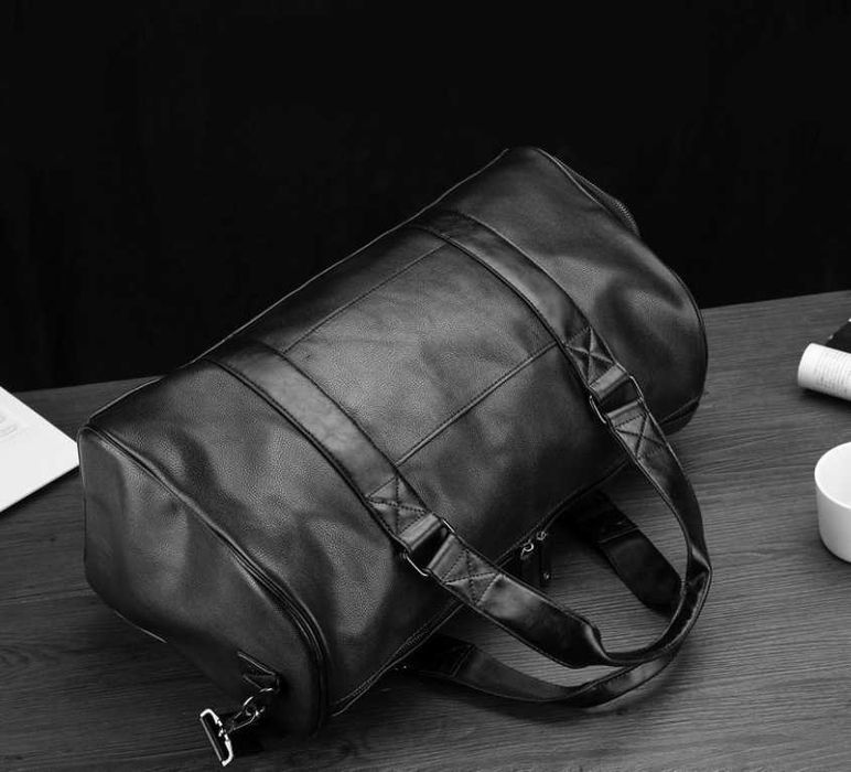 Мужская кожаная черная городская чоловіча брендовая модная сумка новая