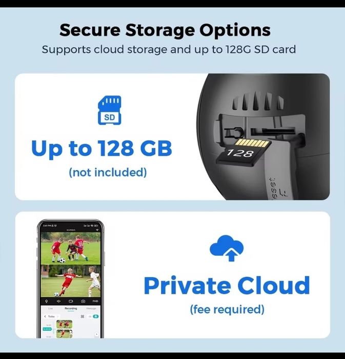 Câmera de segurança 4MP, Visão noturna Deteção Movimento, zoom digital