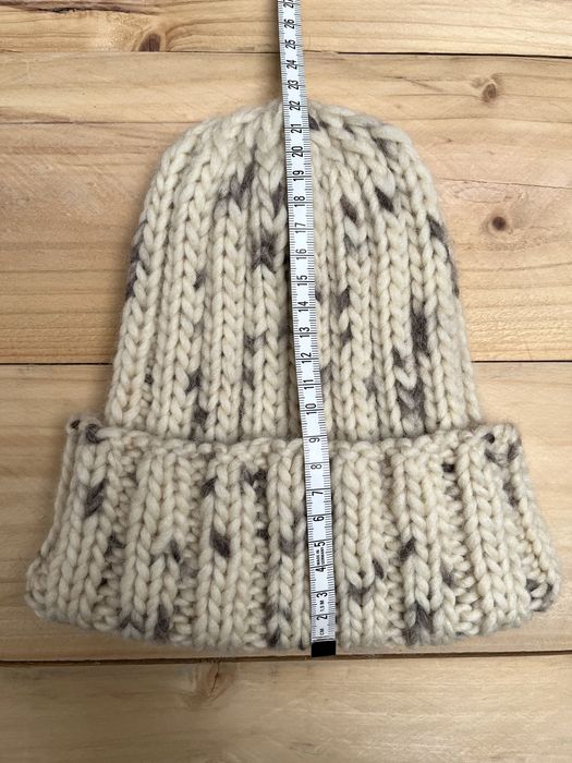 Ciepła czapka wełna ecru brąz