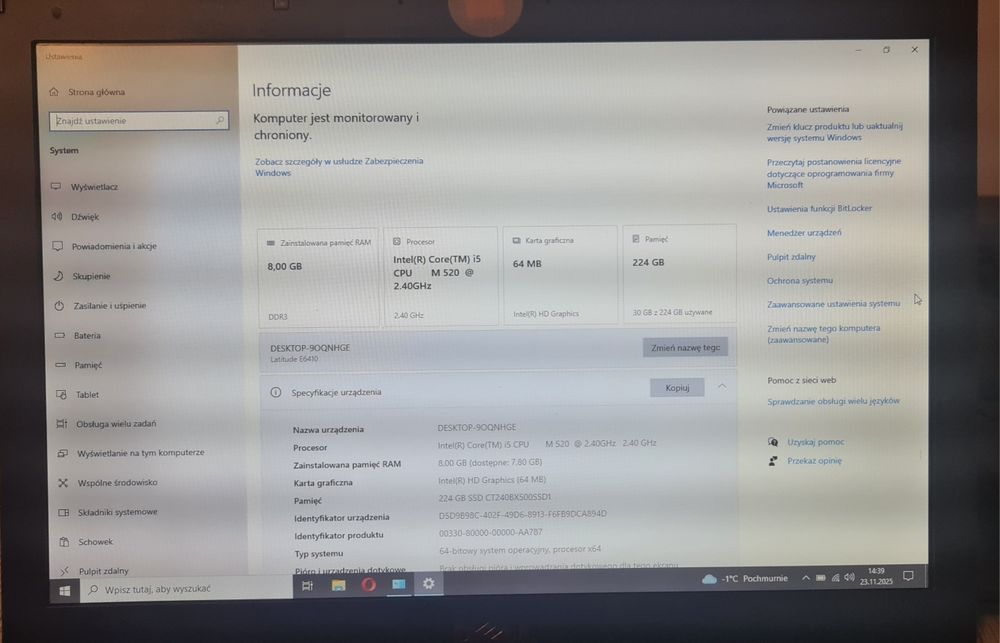 Laptop Dell latidude 9410 8ram 256Gb bardzo dobry stan