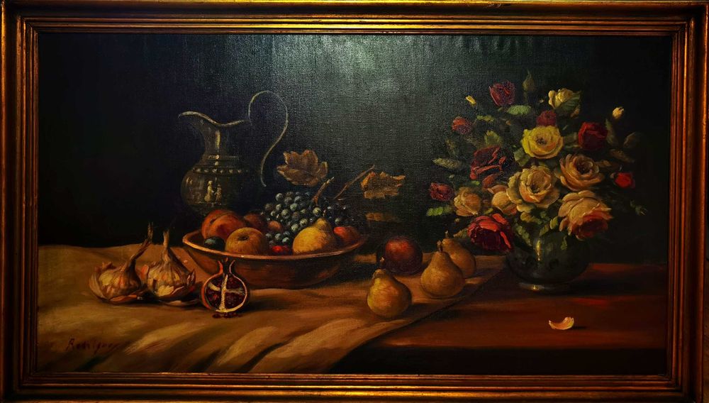 Três pinturas a óleo pintadas à mão