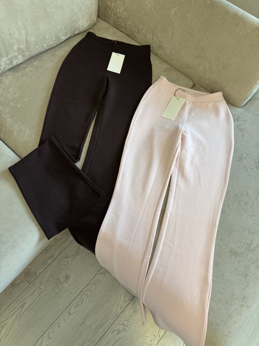 S штани zara кльош, зара облягаючі штани, обтислі штани, оригінальні штани зара, zara flare pants, рожеві чорні шоколадні коричневі штани