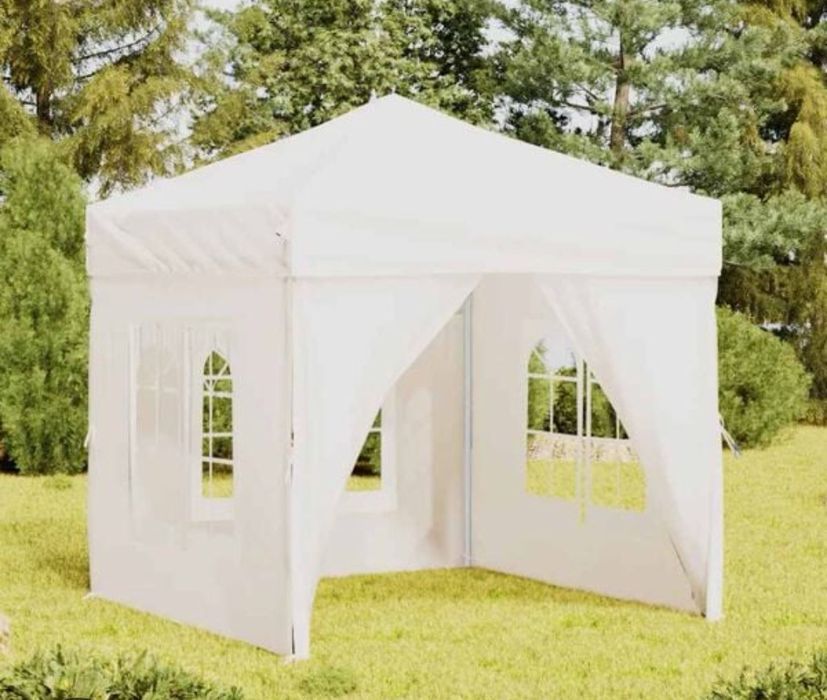 Składany namiot imprezowy ze ściankami, Biały , 2x2 m