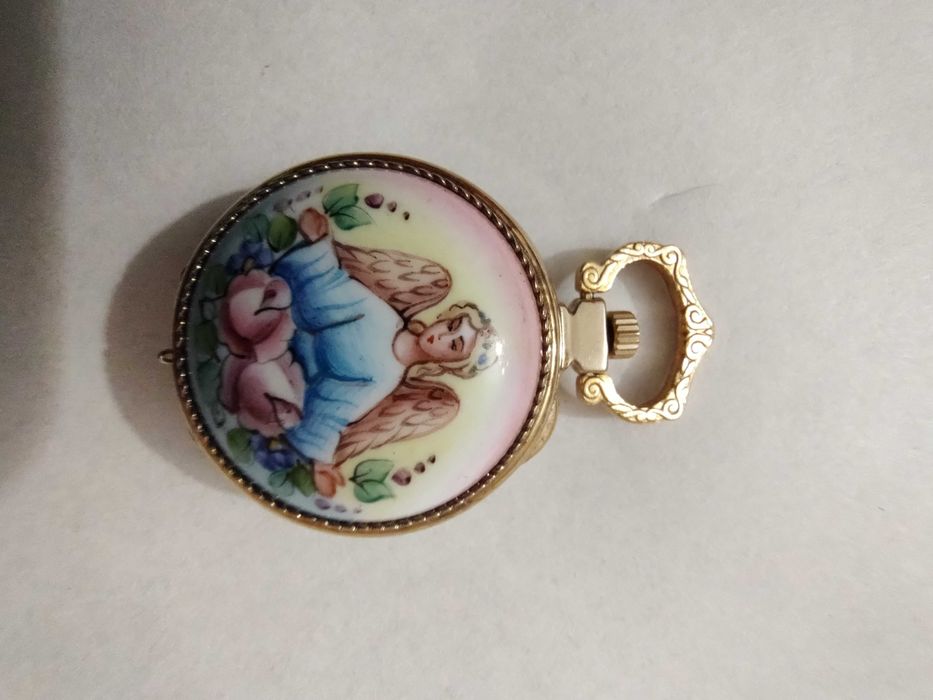 Годинник кулон Чайка емалі 0,25 гр Ау ангел