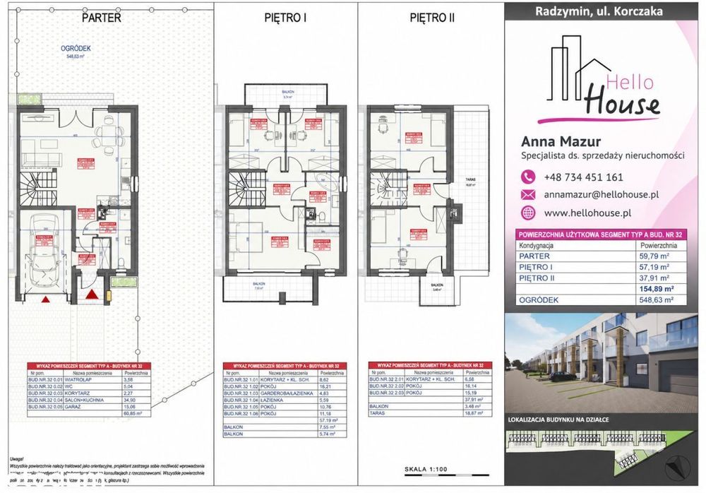 Gotowy do odbioru, narożny segment, ogródek 550 m2