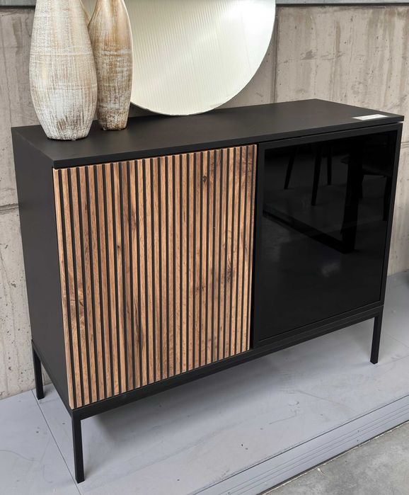 Aparador Baixo 2 Portas c/ LED | Carvalho Wotan 104x39 cm