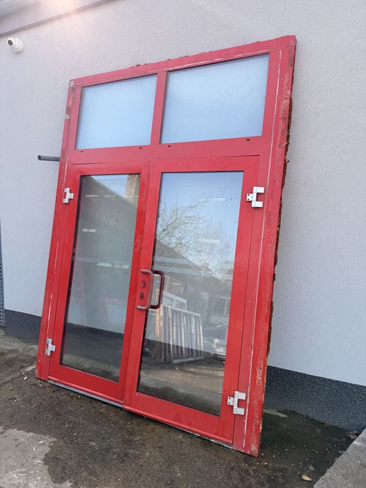 Drzwi aluminiwe zewnętrzne ciepłe dwuskrzydłowe firma, hala