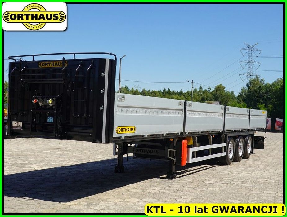 Orthaus BURTY ALUMINIOWE 0,8 M/ BUDOWLANA - WZMOCNIONA PODŁOGA / 6.580 KG !!!  .: Gotowa NOWA naczepa :. Platforma do budowlanki burty 600 ALU !!!