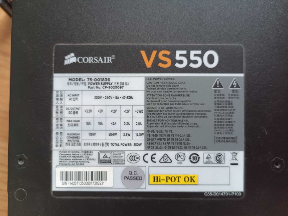 Fonte alimentação Corsair Vs550