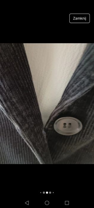 Kurtka sztruksowa wiatrówka czarna zapinana na guziki retro Basic