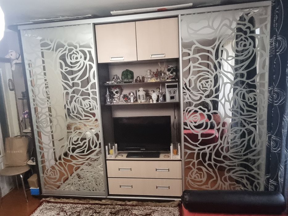 Шафа-купе стінка Троянди(піскоструй) 325х240, Телевізор  Samsung,Кухня