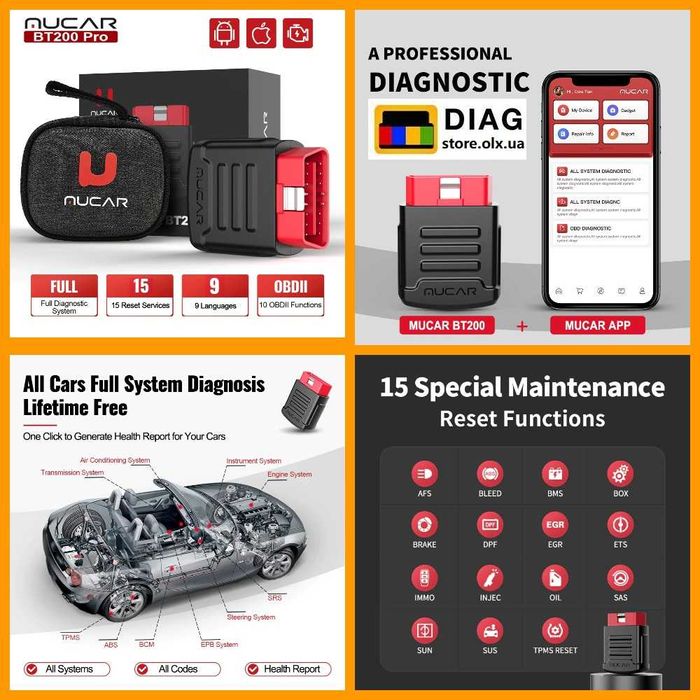Автосканер MUCAR BT200 PRO (Thinkdiag/EasyDiag X431)+ ВСЕ МАРКИ! 2022 ...