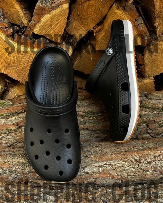 Чоловічі крокси сабо classic retro runner black/white/atmosphere crocs
