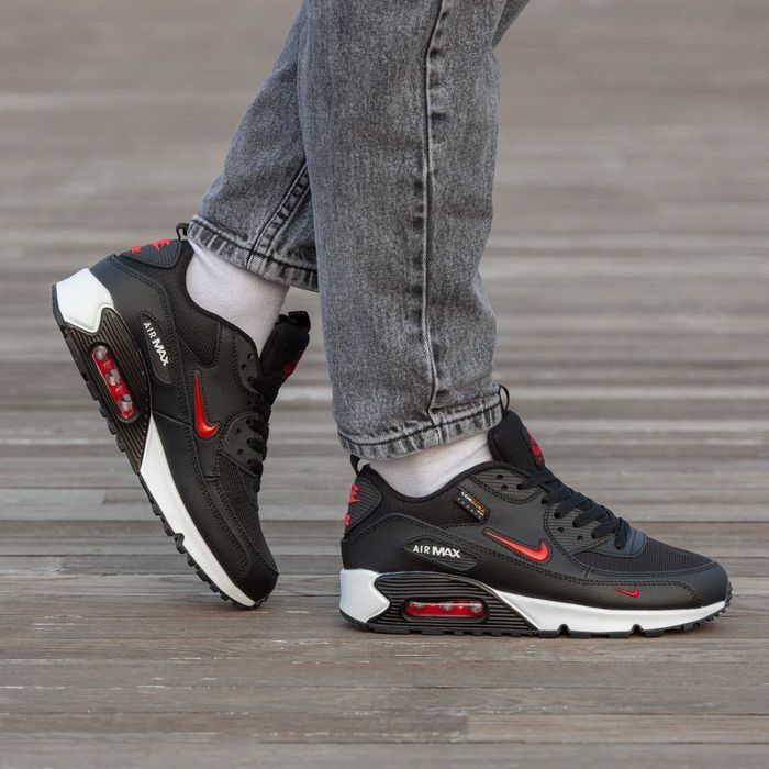 Кросівки Nike Air Max 90 Black/Red premium | Кроссовки Найк чоловічі