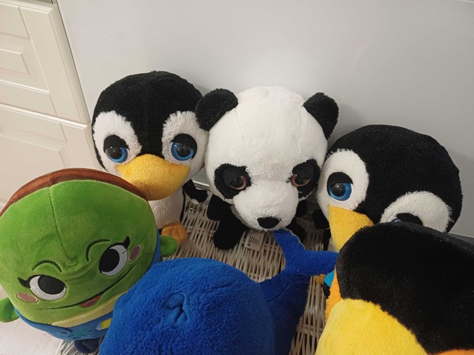 Zestaw maskotek Big Headz wieloryb tukan pingwin panda +Lewiatanek