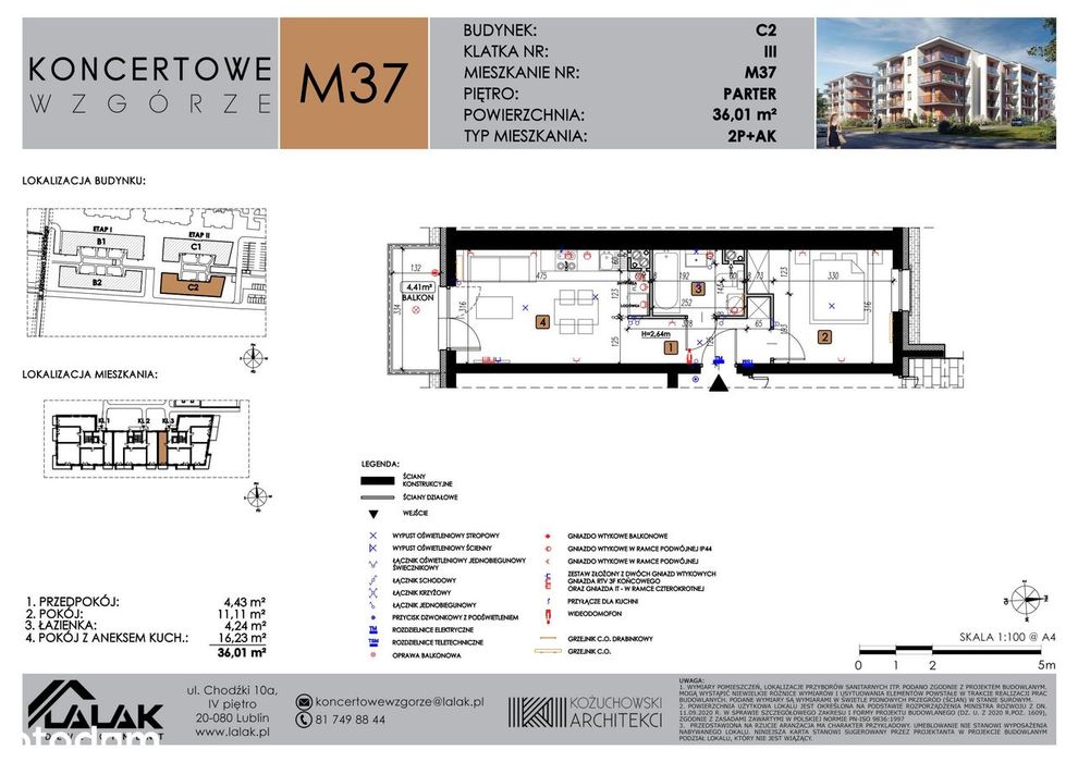 2-pokojowe mieszkanie 36m2 + balkon Bezpośrednio