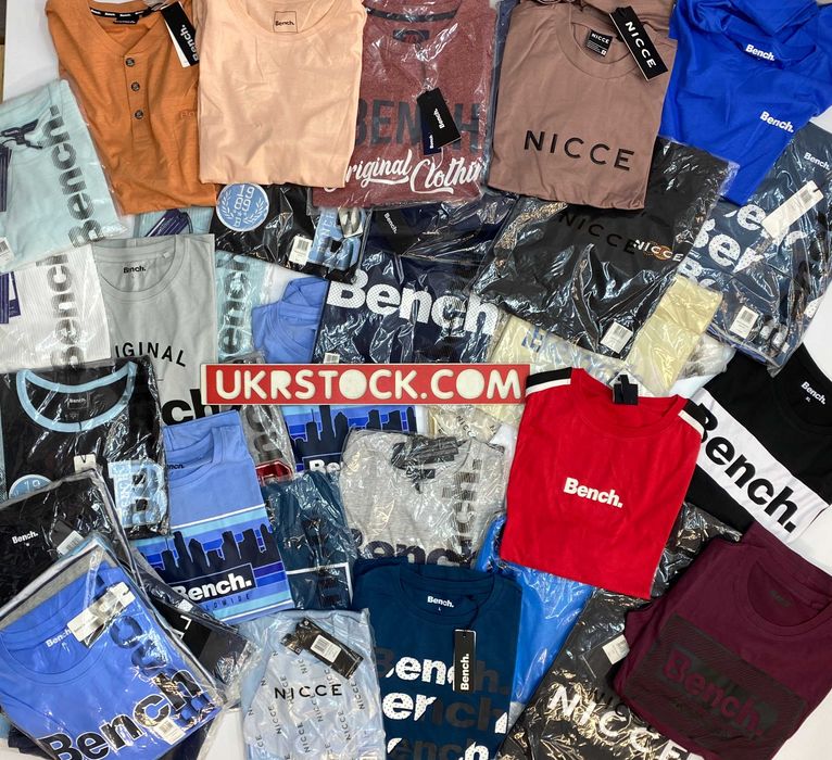 Футболки чоловічі BENCH, NICCE оптом, сток футболки, стокові футболки оптом