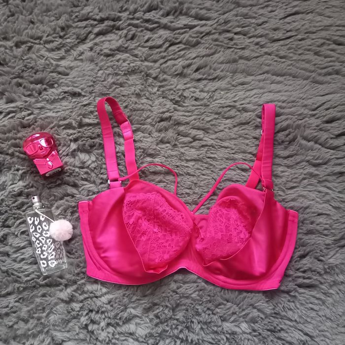 Luksusowy stanik Boux Avenue fuksja różowy koronkowy biustonosz 70H