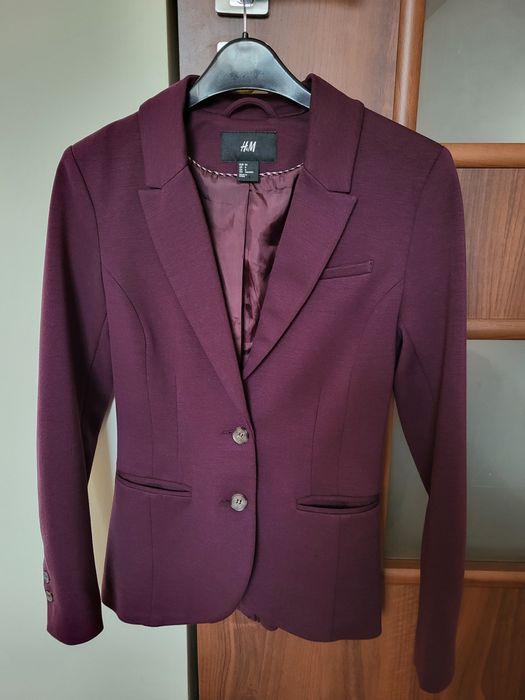 Fioletowa śliwkowa marynarka H&M, rozmiar 34 (XS)