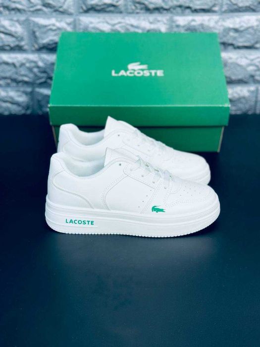 Белые женские кросовки Lacoste кожаные кеды лакоста удобные и стильные красовки белые женские Кожаные красовки Лакоста / кросовки Лакосте / білі кроси