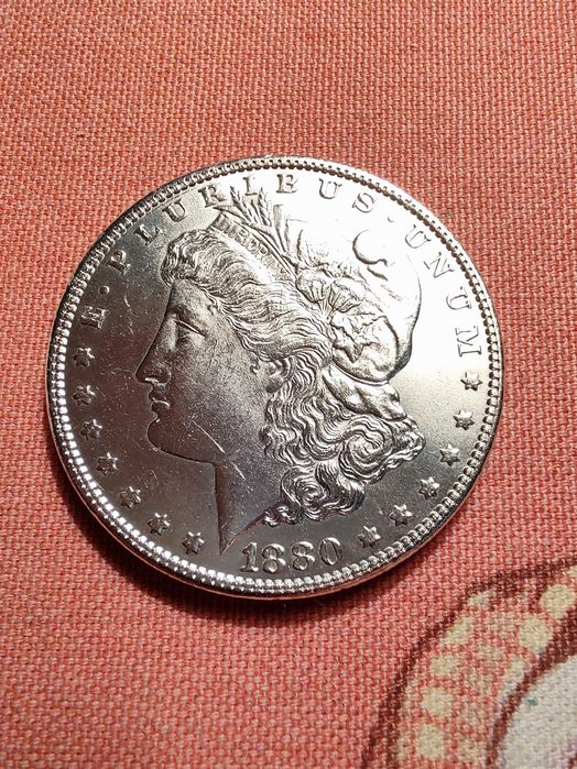 Серебряная монета 1 доллар США 1880 года 900 пробы,доллар Моргана