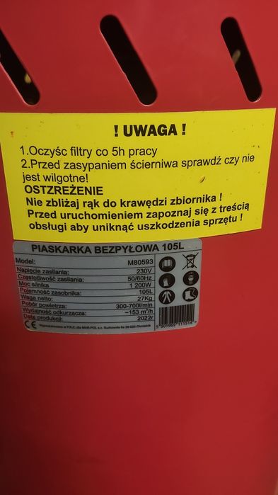 Sprzedam piaskarkę syfonową 105 l