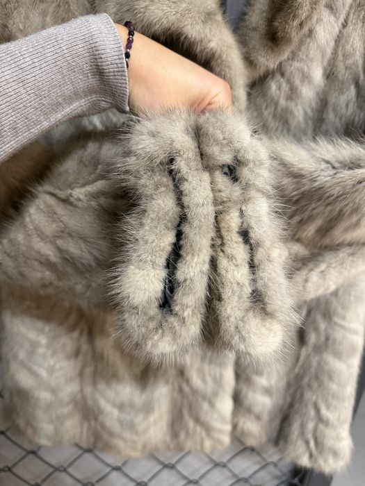 Kurtka futro naturalne z szarej norki, srebrna norka