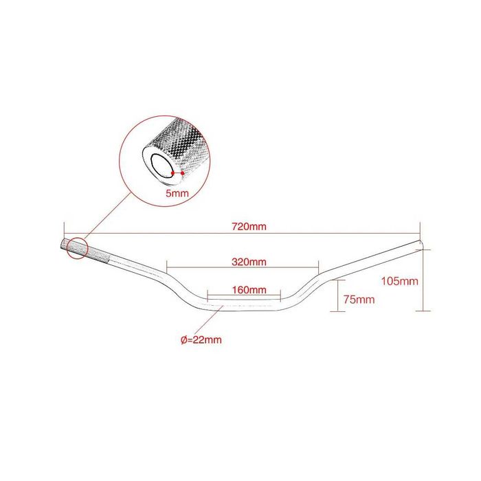 Guiador Universal 22 mm Alumínio CNC 720 mm para Moto - Várias Cores