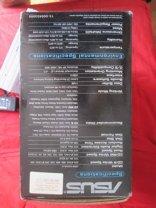 Gravador e leitor de CD externo ASUS, quase novo