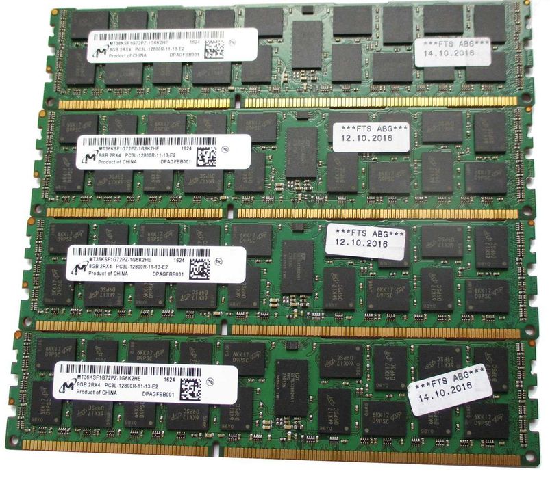 Micron 8GB DDR3 ECC mt36ksf1g72pz-1g6k2he 4x 8GB PC3L-12800R-11-13-E2