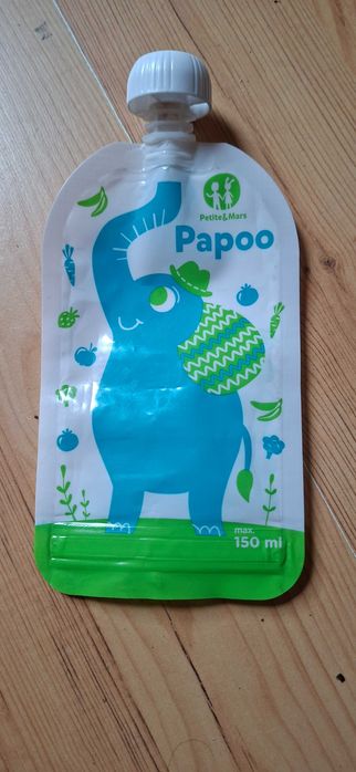 PETITE&MARS Wielorazowa saszetka na jedzenie Papoo i saszetka na wodę 480 ml