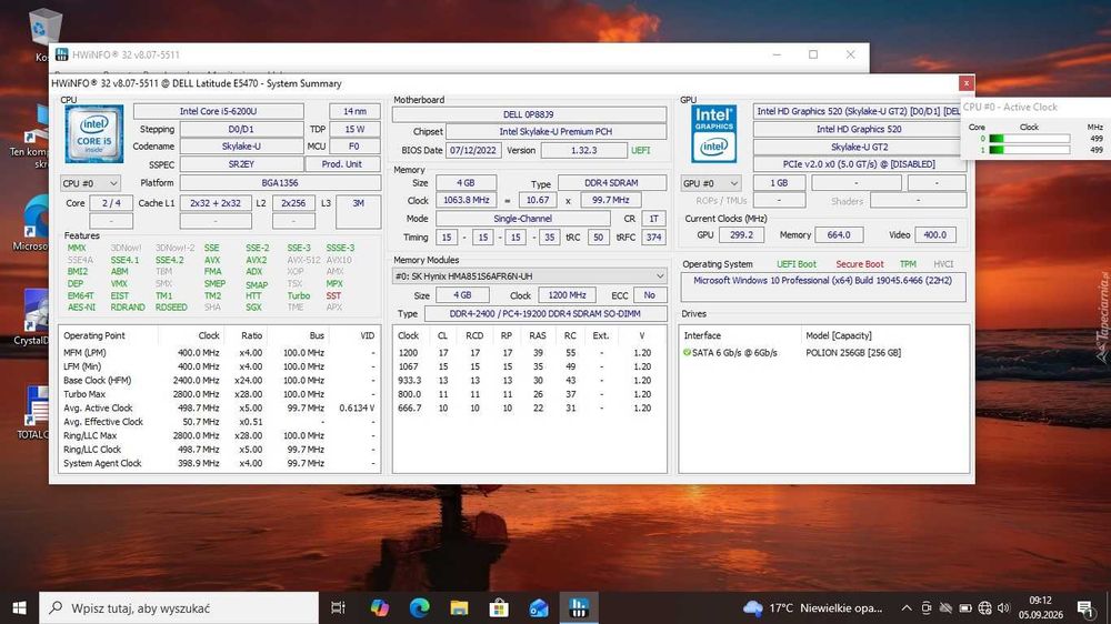 Dell Latitude E5470 / Intel i5-6200U / Ram 4GB / SSD 256GB / Win10