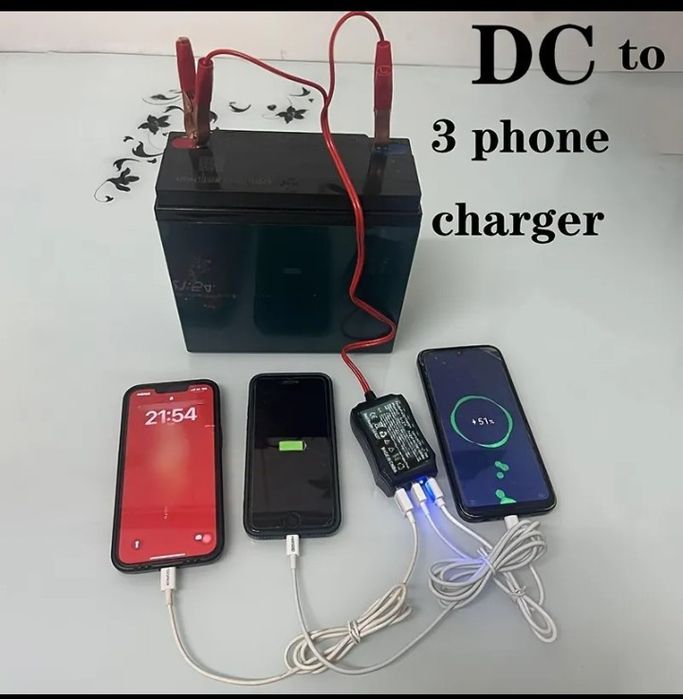 Універсальное зарядное с крокодильчиками 8V, 12V,до 24V с 3 USB портам